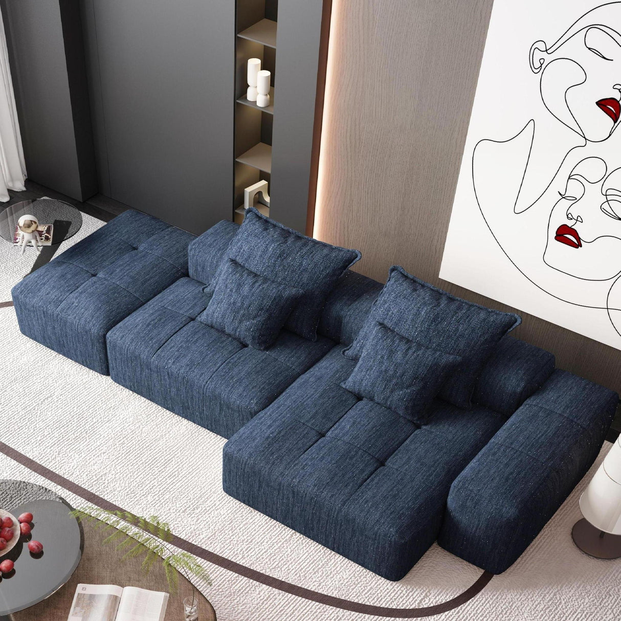 Modern Oversized Diy Combination Modular Sectional Sofa With Pillows