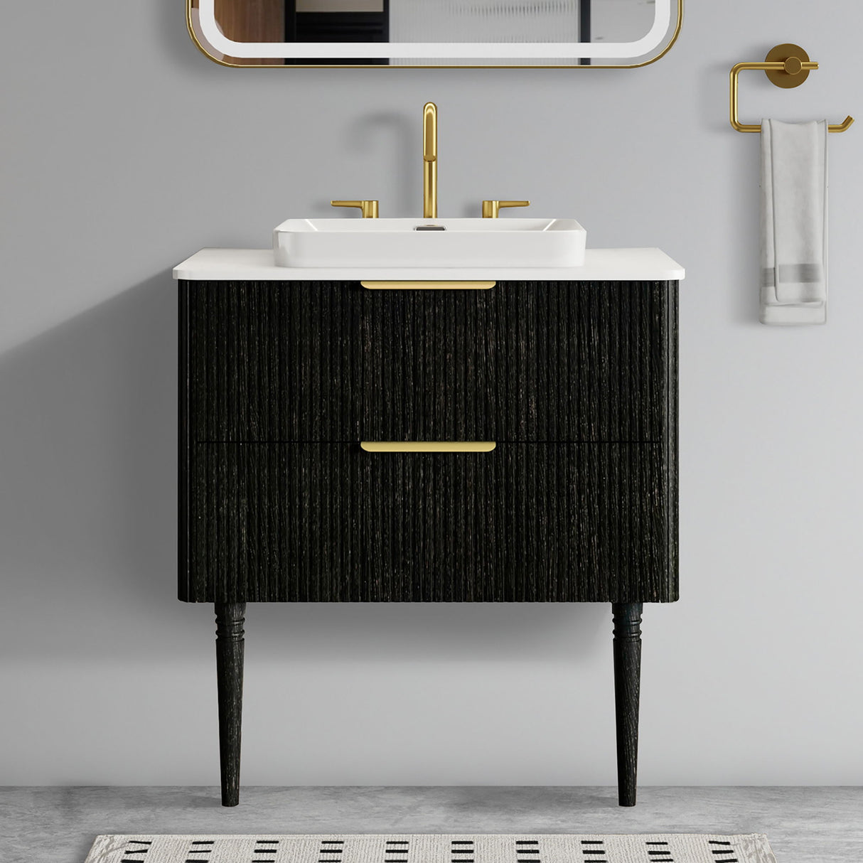Elena - Modern Bathroom Vanity With Sink With Ample Storage, 2 Soft Close Drawers