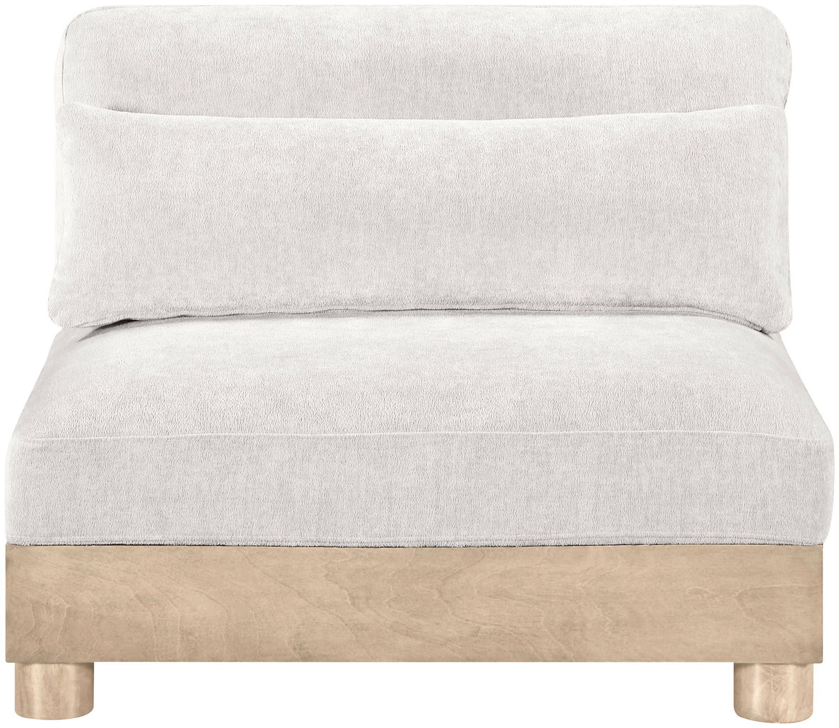 Turin - Chenille Fabric Upholstered Modular Armless Chair - Natural Base