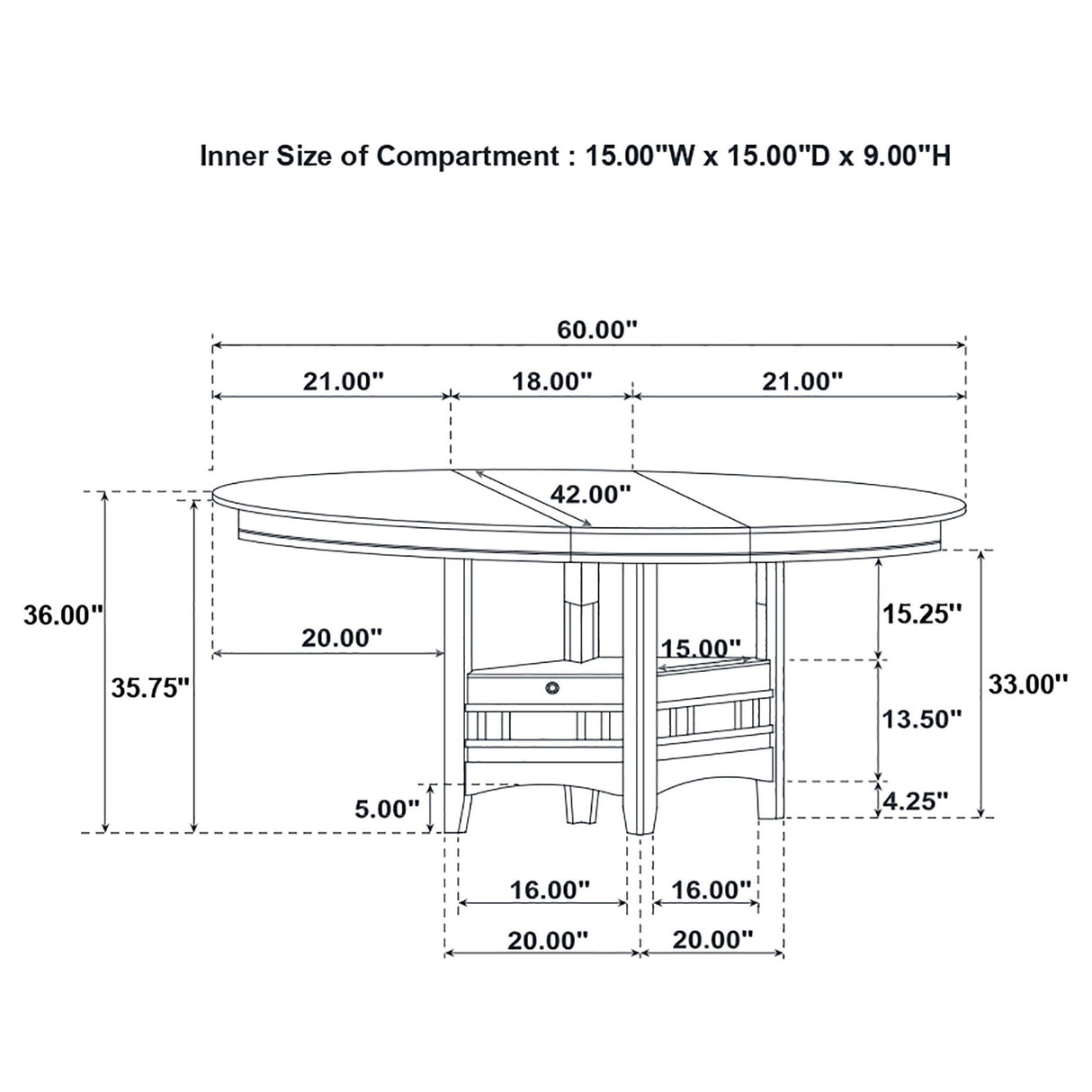 Hester - Extension Counter Dining Table - Chestnut