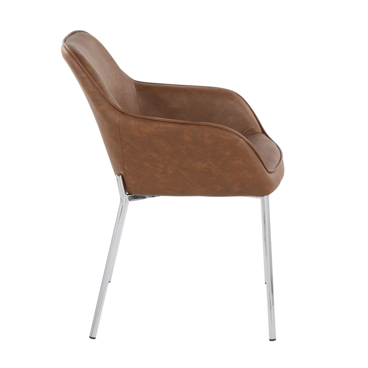 Daniella - Dining Chair (Set of 2) - Chrome Steel And Camel Faux Leather