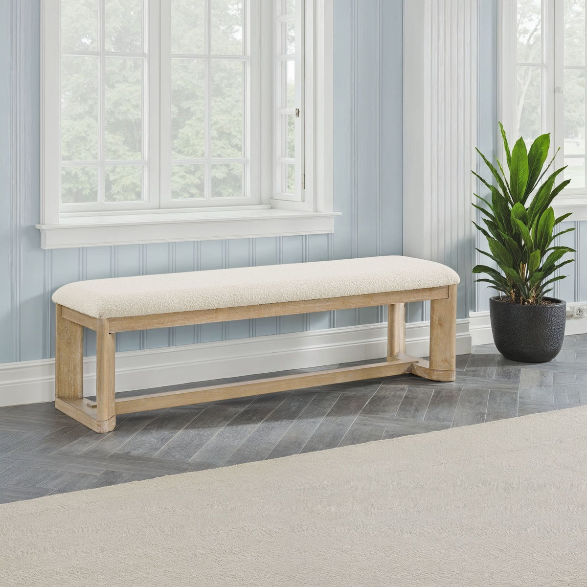 Upholstered Dining Bench - Brown - Wood