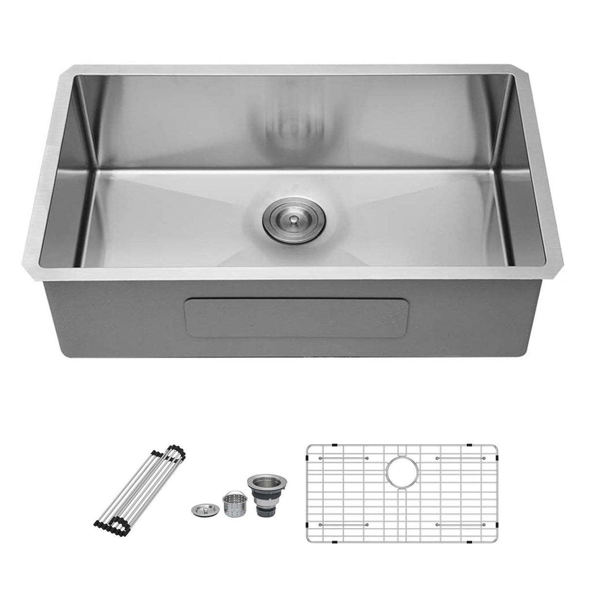 Modern Undermount Stainless Steel Kitchen Sink 16 Gauge, Deep Single Bowl