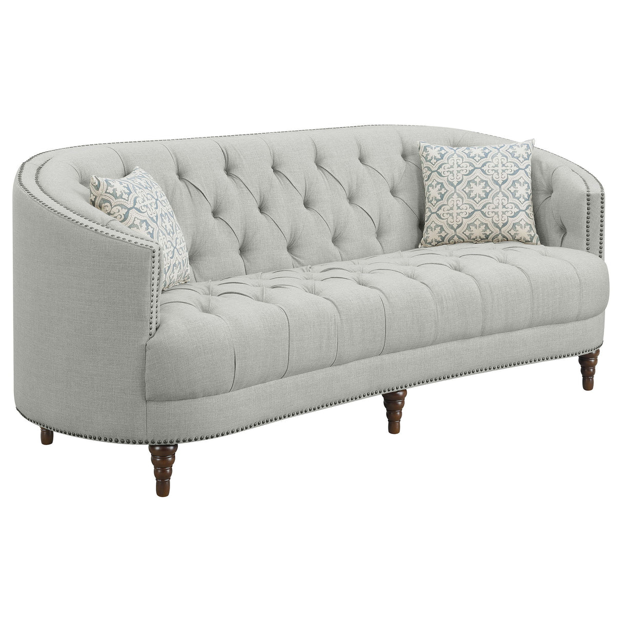 Veronica - Light Sloped Sofa With Tufted Elegant Upholstered Lounge Seating - Light Gray