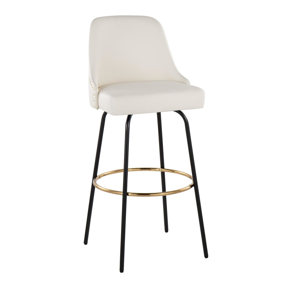 Marcel - Studded-Contemporary Fixed-Height Swivel Barstool (Set of 2)