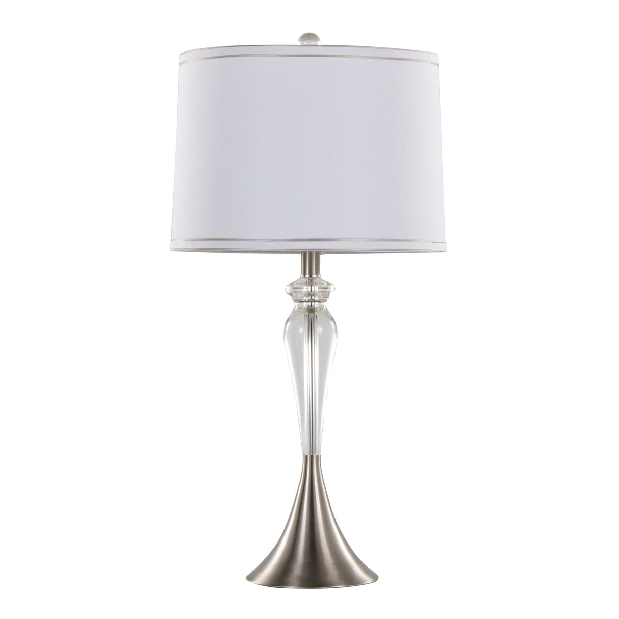 Ashland - 28" Crystal Table Lamp (Set of 2) - Clear Crystal, Brushed Nickel And White Linen Shade With Silver Trim from Grandview Gallery