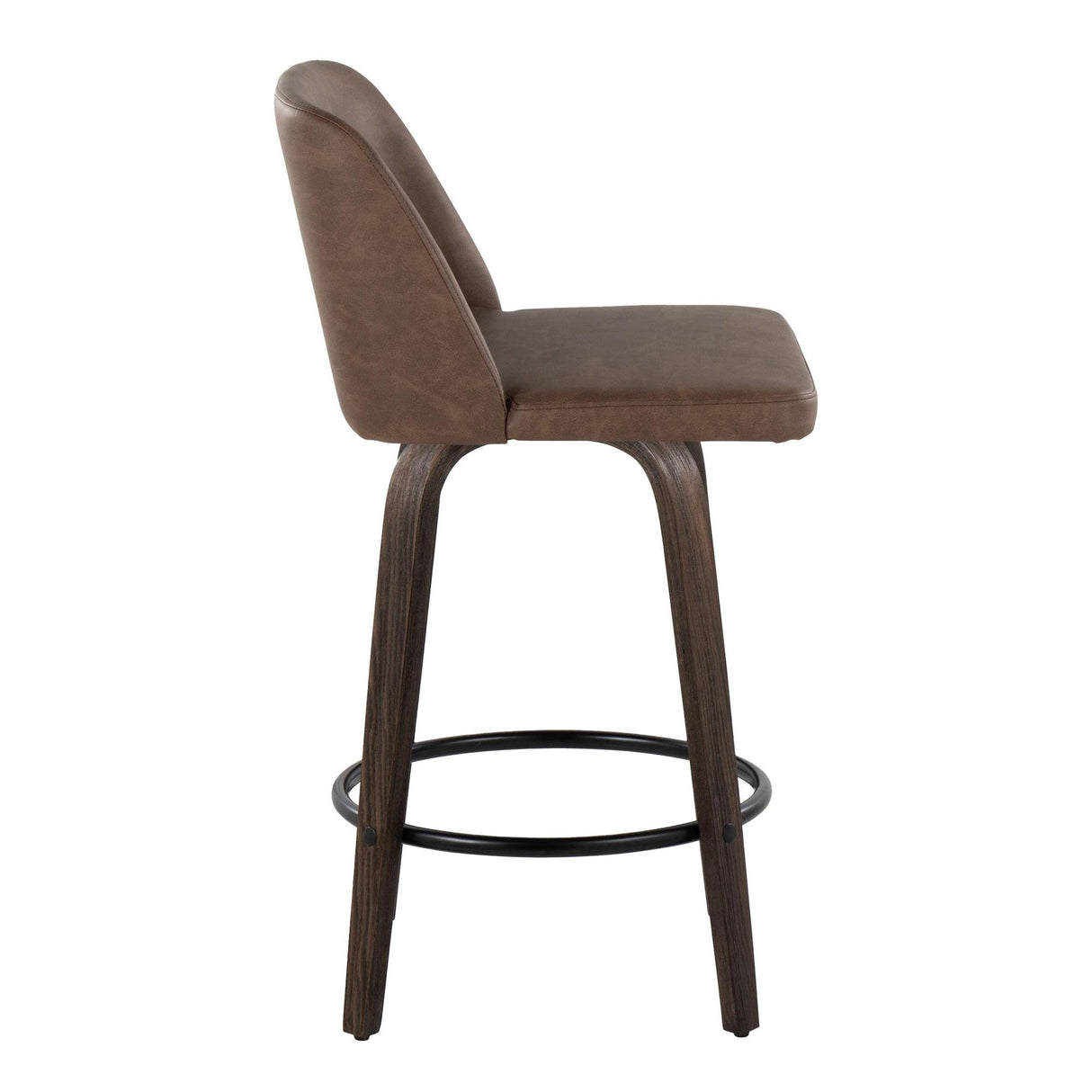 Toriano - 26" Fixed-Height Counter Stool (Set of 2) - Walnut & Black Base