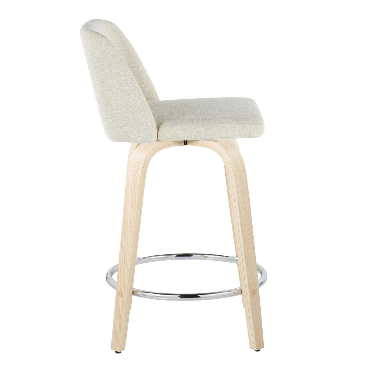 Tintori - Fixed-Height Swivel Counter Stool With Natural Wood Frame (Set of 2)