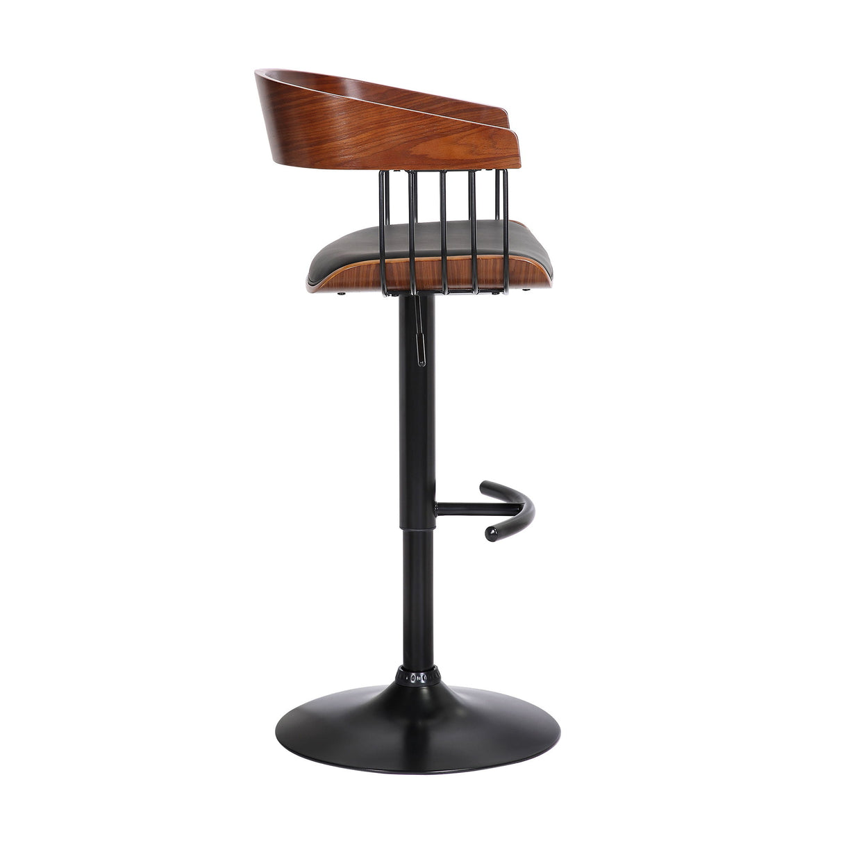 Larisa - Adjustable Walnut Bar Stool - Black / Black Metal