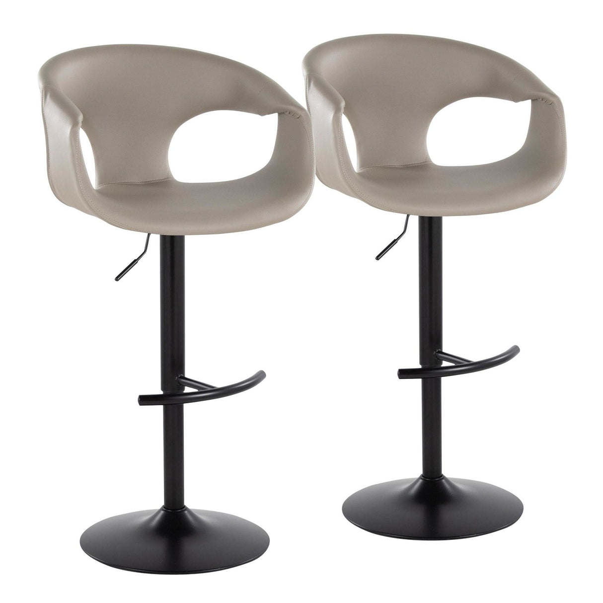 Curvo - Adjustable Barstool With Rounded T Footrest (Set of 2) - Black Metal