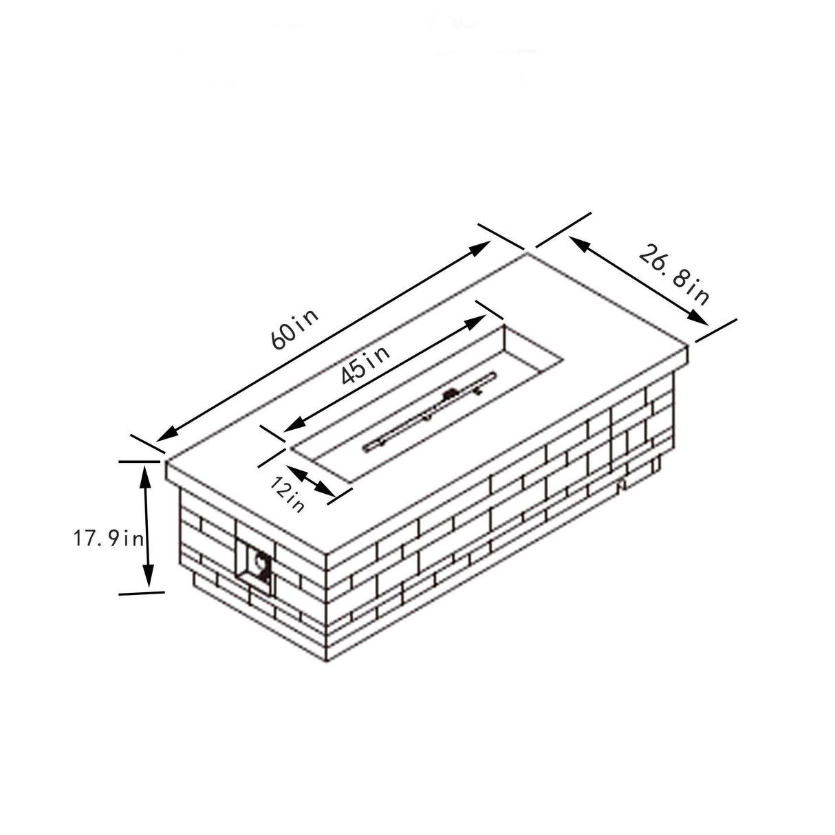 60" Propane Gas Fire Pit Table, 60000 Btu Rectangular Concrete Fire Pit For Outside Patio Deck Garden Backyard - Sandstone