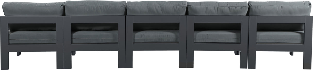 Nizuc - Outdoor Patio 5 Seat Modular Armless Sofa With Gray Frame