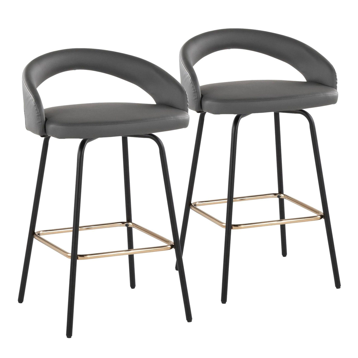 Grotto - Upholstered Fixed-Height Counter Stool - Black Metal