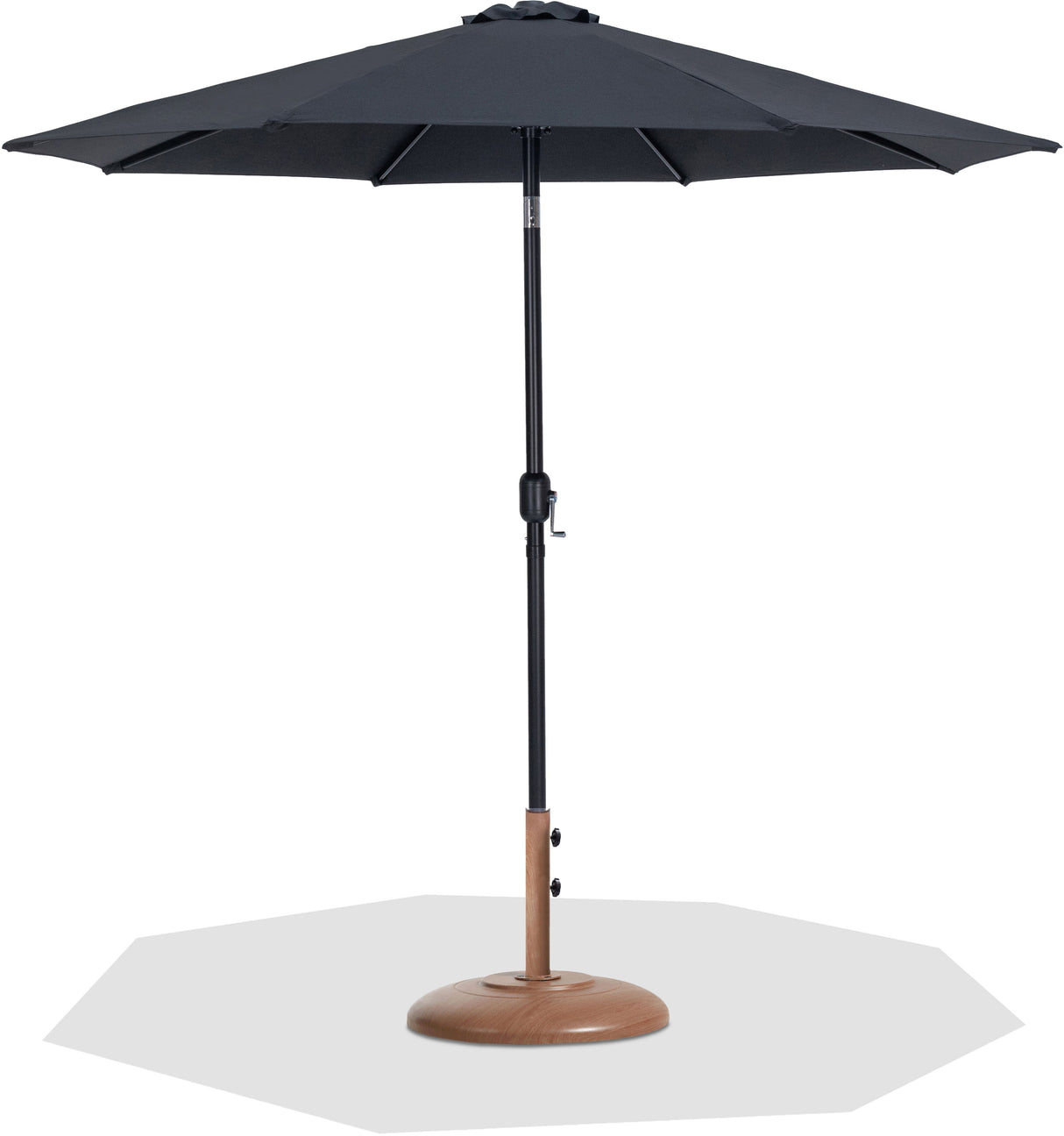 Fiji - Aluminum Patio Umbrella With Round Teak And Black Base