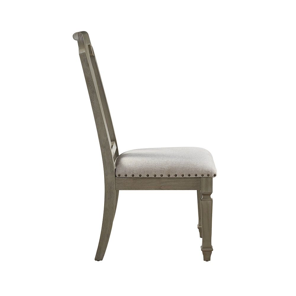 Zumala - Side Chair (Set of 2) - Beige Linen & Weathered Oak