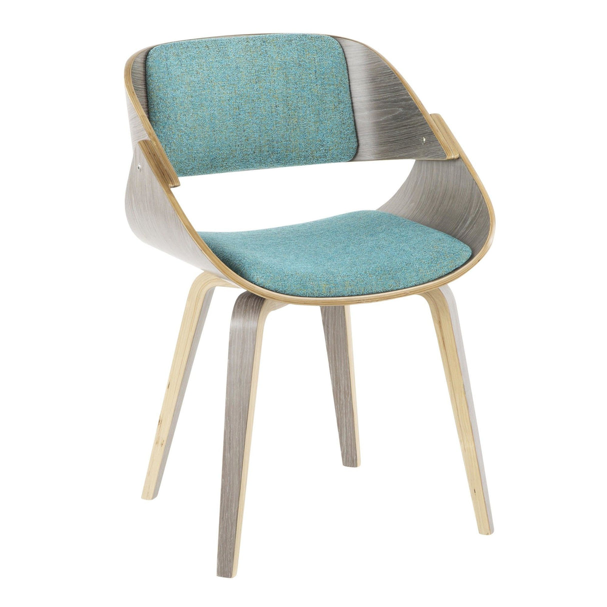 Fortunato - Chair - Light Gray Wood, Aqua Fabric