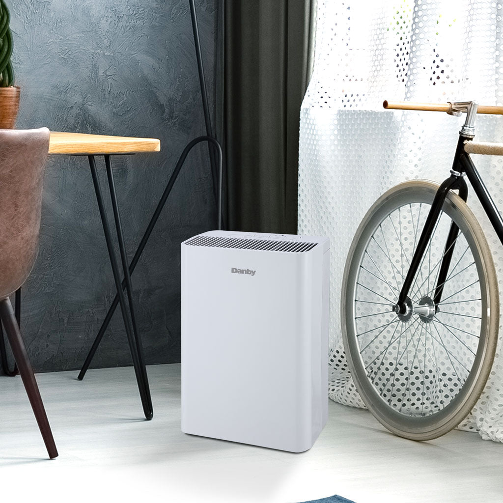 Danby DAP152BAW-I air purifier in a living room setting