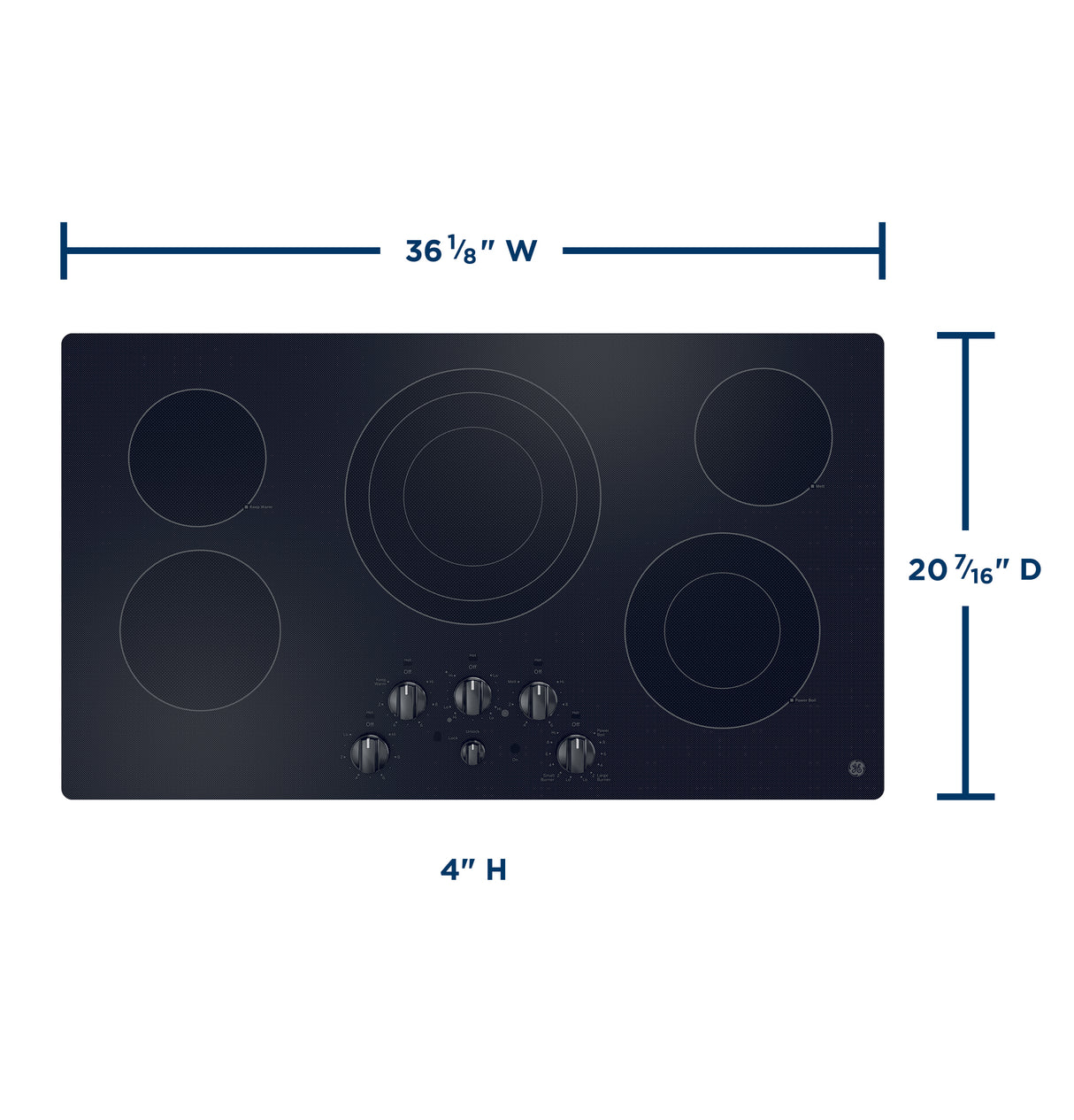 GE JEP5036DTBB - 36" Built-In Knob Control Electric Cooktop - Black