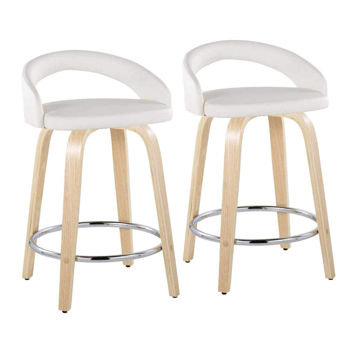 Grotto - 31" Upholstered Fixed-Height Counter Stool (Set of 2) - Natural Wood Base