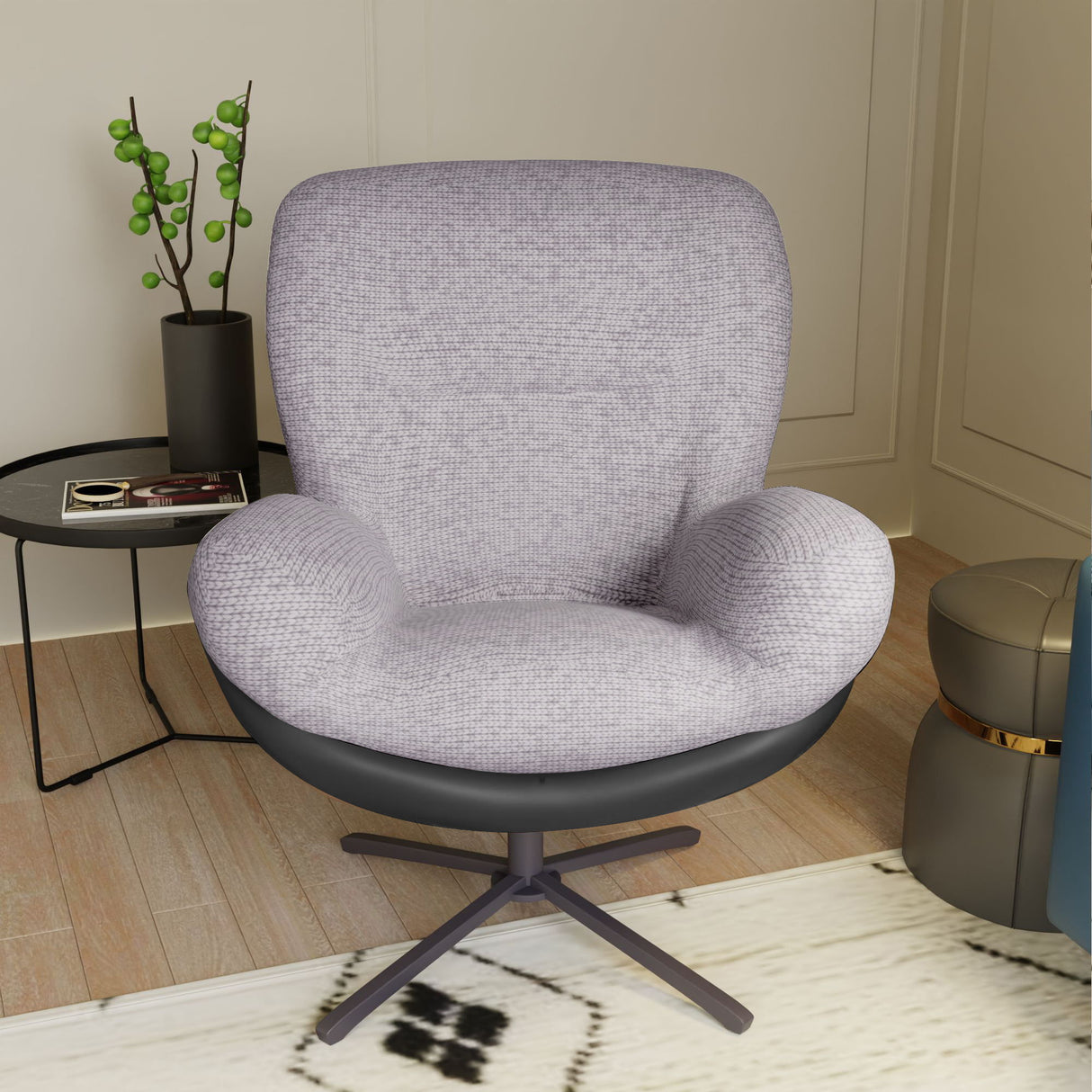 360° Swivel Office Chair, No Wheels