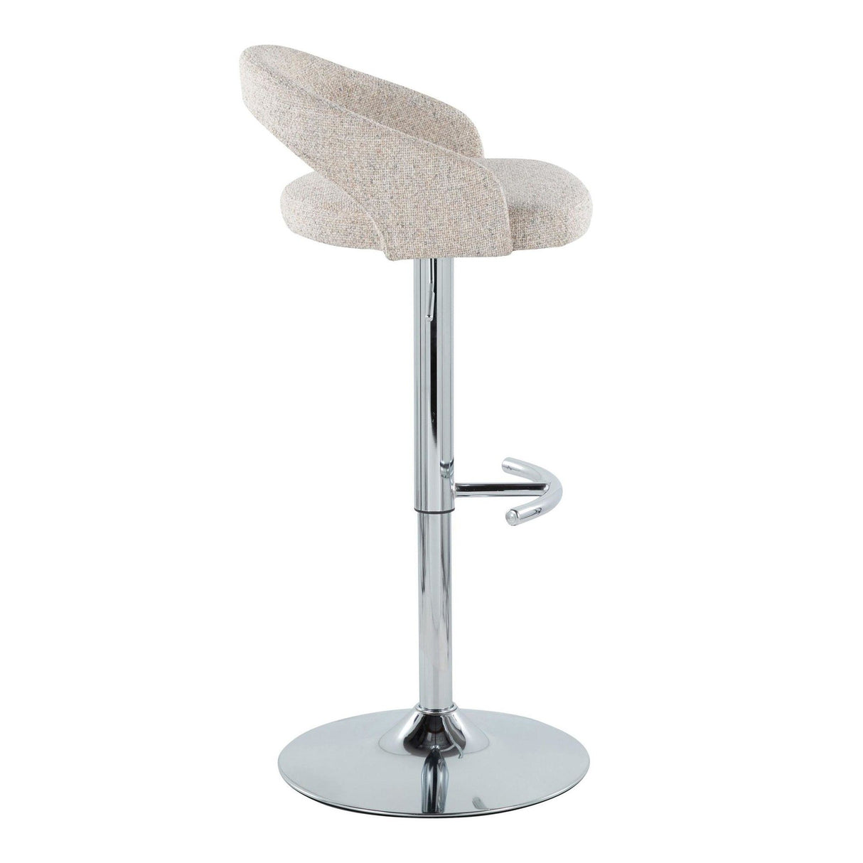 Grotto - Upholstered Adjustable Barstool - Chrome Metal Base