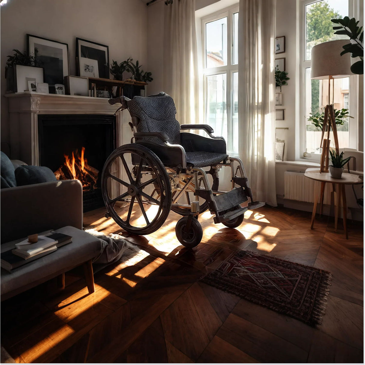 Lightweight Foldable Transport Wheelchair For Adults With Double X Force Support