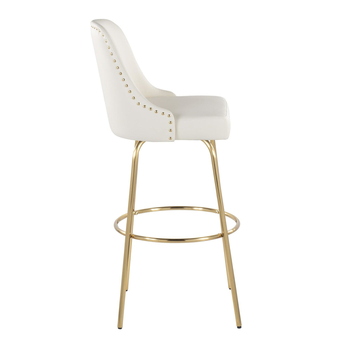 Marcel - Studded-Contemporary Fixed-Height Swivel Barstool (Set of 2)