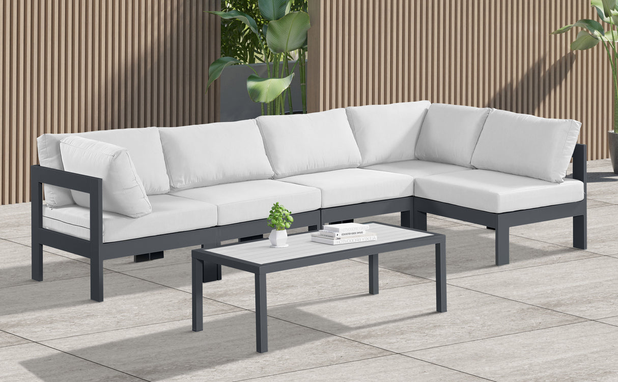 Nizuc - Outdoor Patio 5 Piece Modular Sectional With Gray Frame