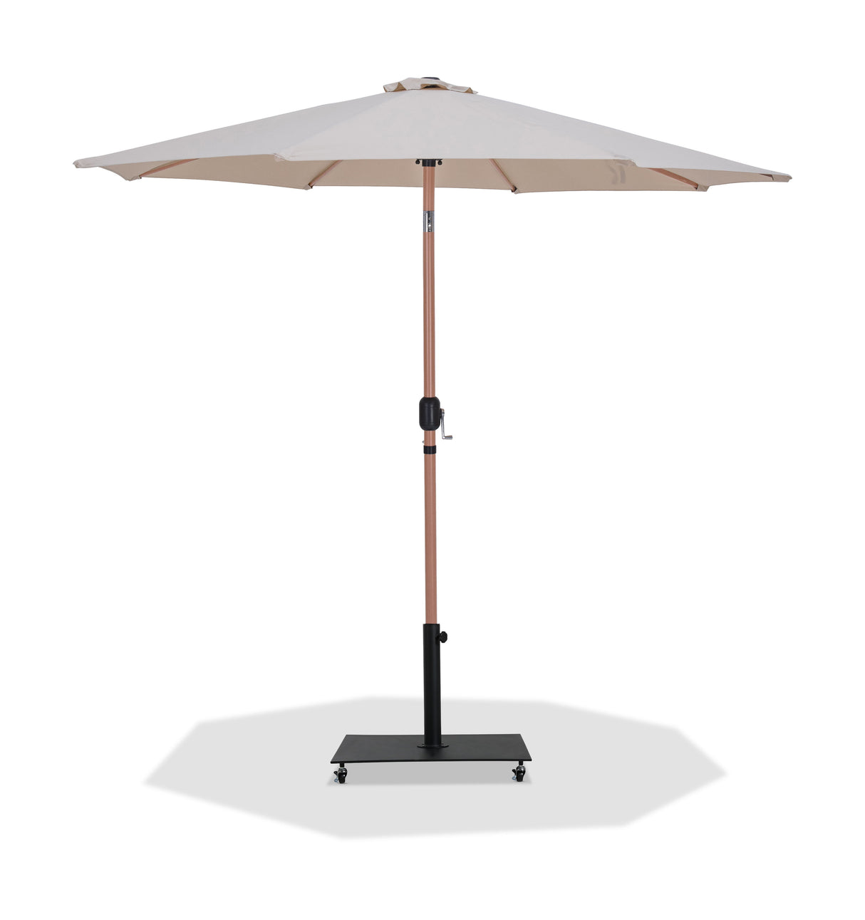 Fiji - Aluminum Patio Umbrella With Square Black And Teak Base