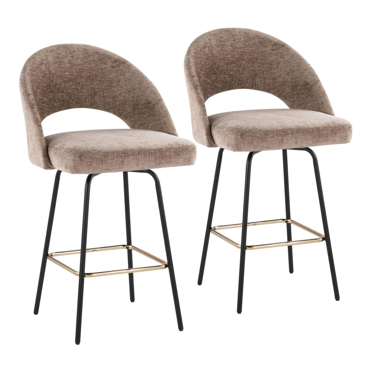 Renee - Upholstered Fixed-Height Counter Stool (Set of 2) - Black Metal