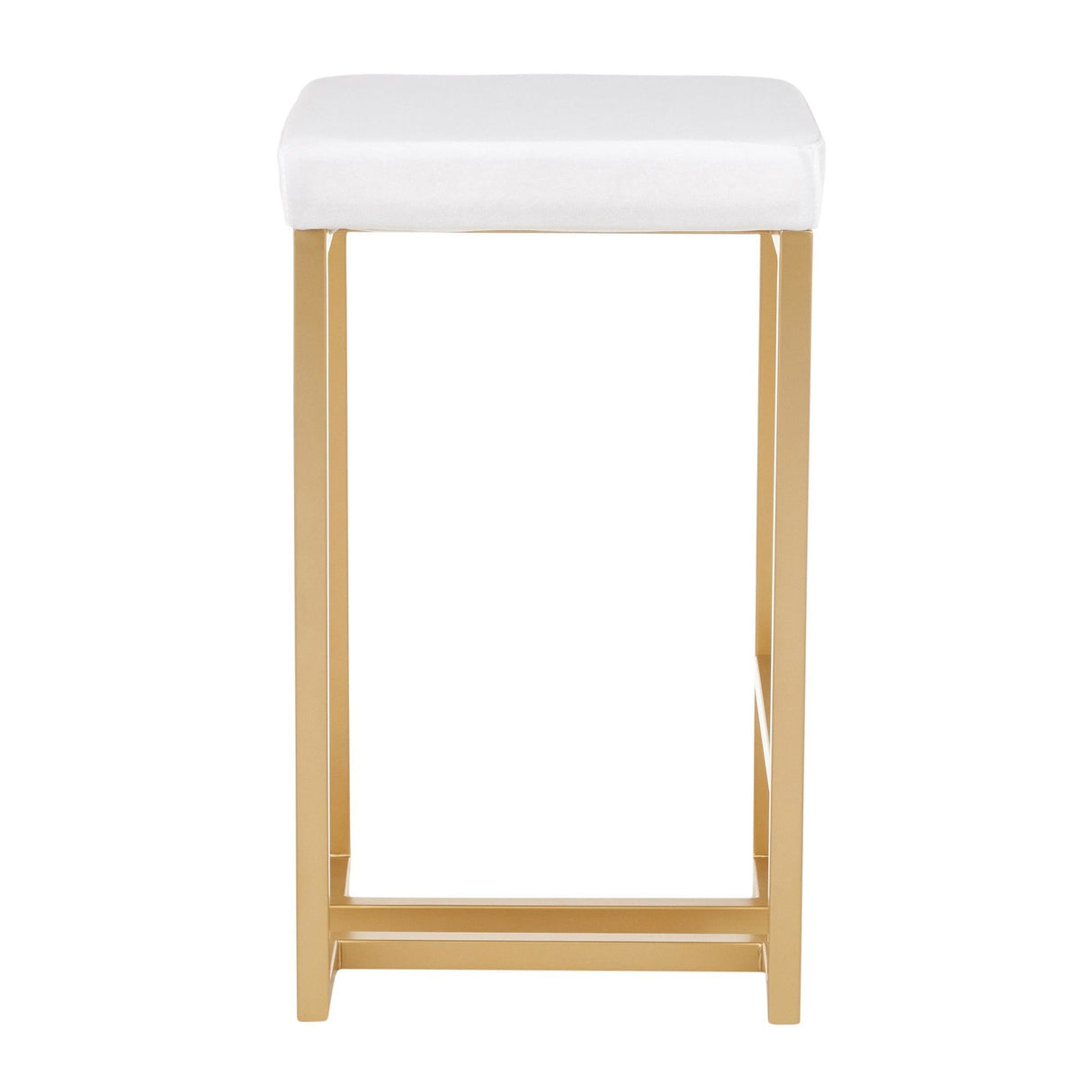 Midas - 26" Contemporary - Glam Counter Stool - Gold With White Velvet Cushion (Set of 2)