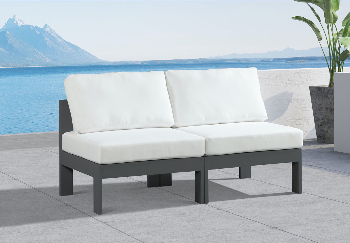 Nizuc - Outdoor Patio 2 Seat Armless Modular Sofa With Gray Frame