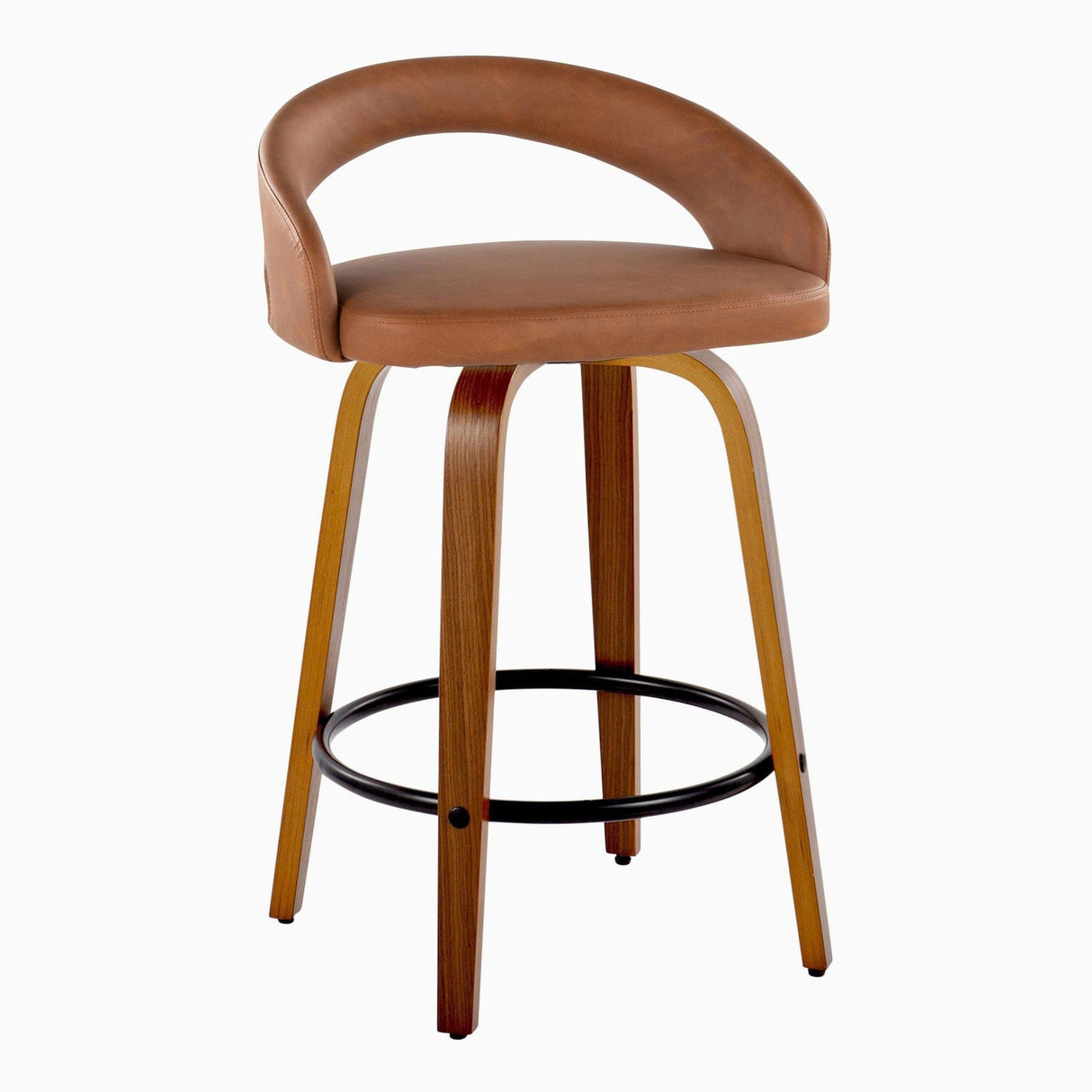 Grotto - 32.5" Upholstered Fixed-Height Counter Stool (Set of 2) - Walnut Wood Base