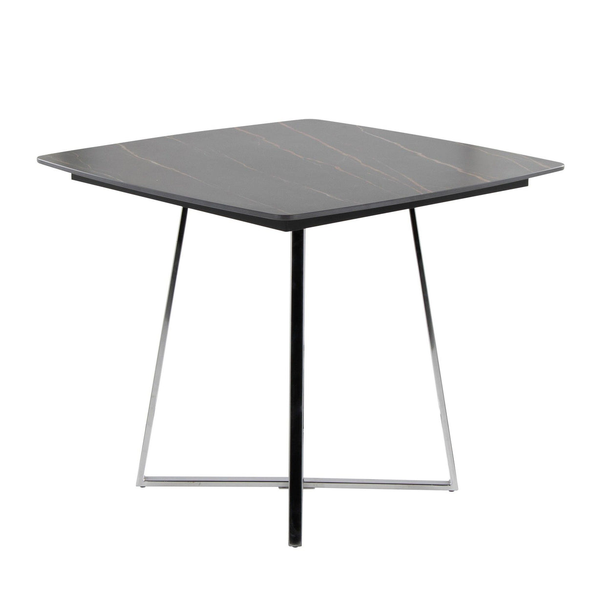Folia - Dinette Table - Chrome Metal, Black Textured Marble, Black Wood