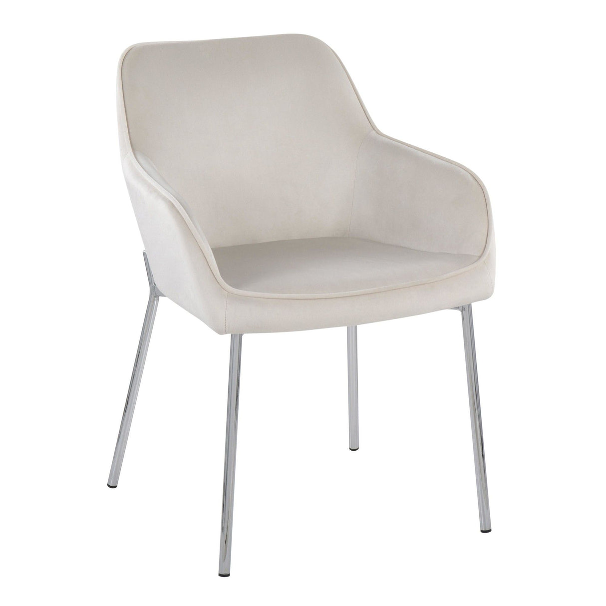 Daniella - Dining Chair (Set of 2) - Chrome Steel And Cream Velvet