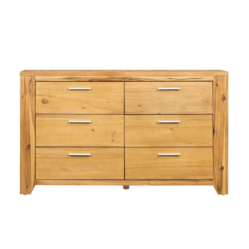 6 Drawer Dresser - Natural Wood / Brown