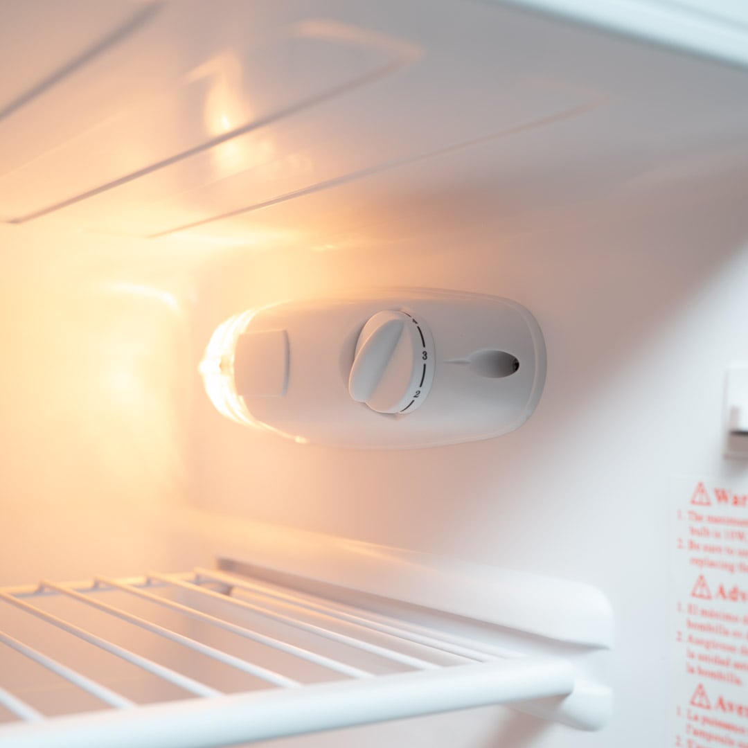 Danby DCR031B1BSLDD compact fridge interior light detail