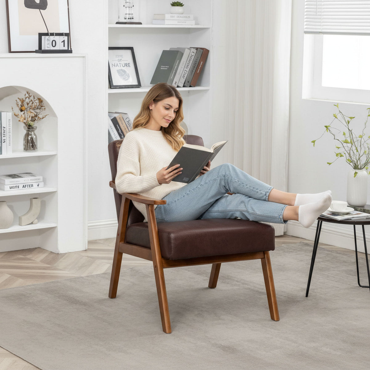 Accent Chair, Classic Mid Century Modern For Extra Seating