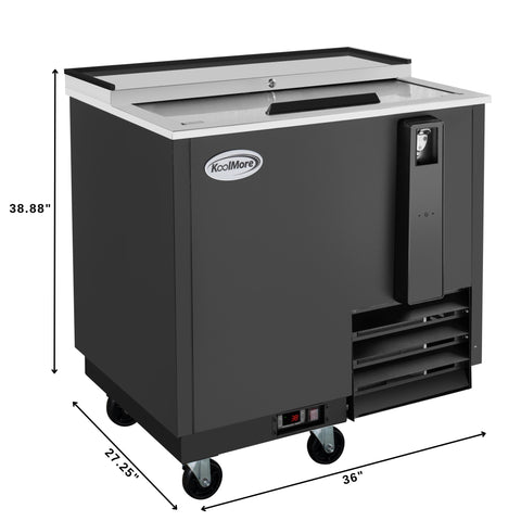 36 in. Commercial Bottle Cooler in Black with Built-In Opener, ETL Listed, 9 cu. ft. (KM-BOC36-BK)