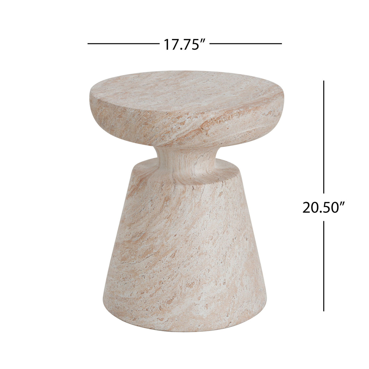 Outdoor / Indoor Lightweight Concrete Side Table, Travertine - Beige