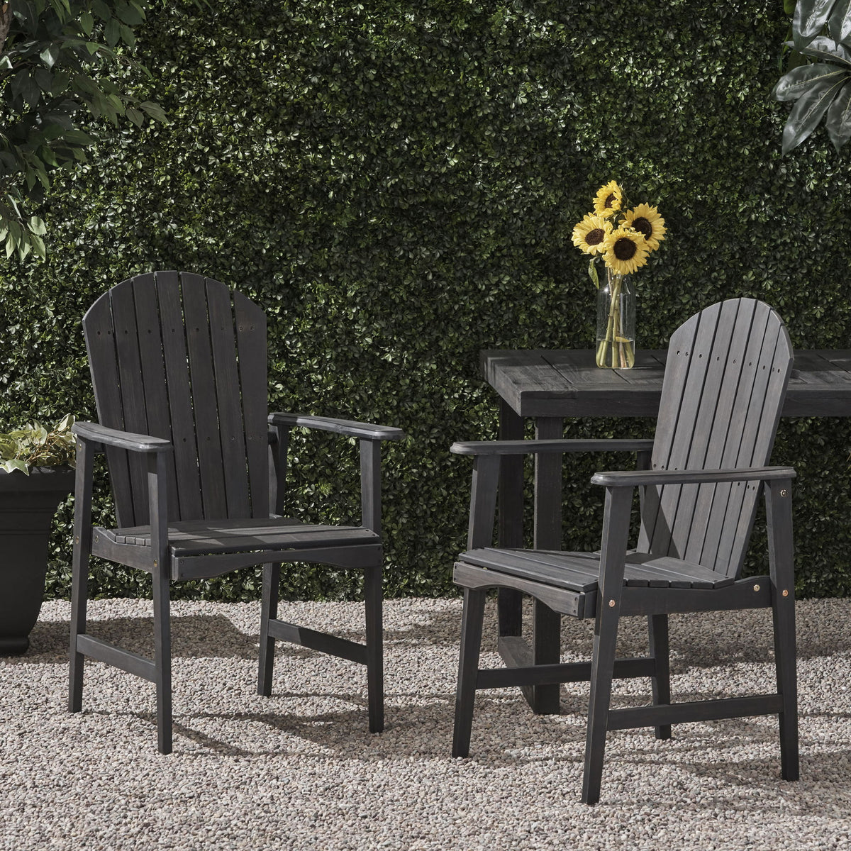 Outdoor Weather Resistant Acacia Wood Adirondack Dining Chairs (Set of 2)