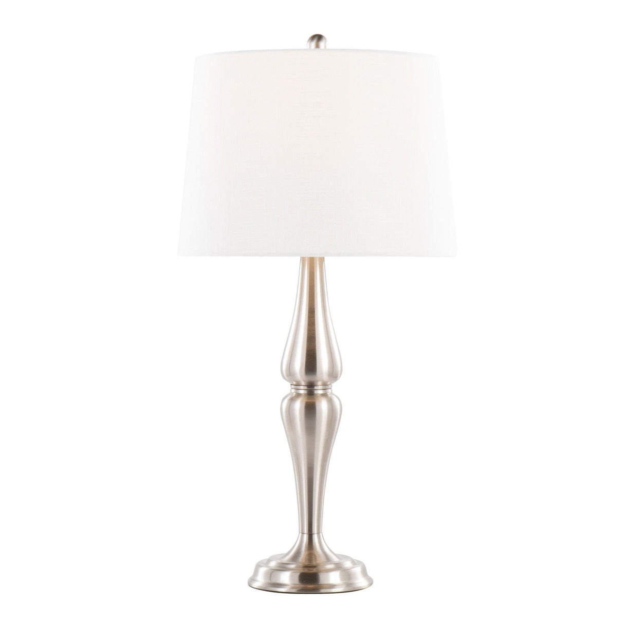 Sawyer - 30" Metal Table Lamp (Set of 2) - Brushed Nickel And White Linen from Grandview Gallery