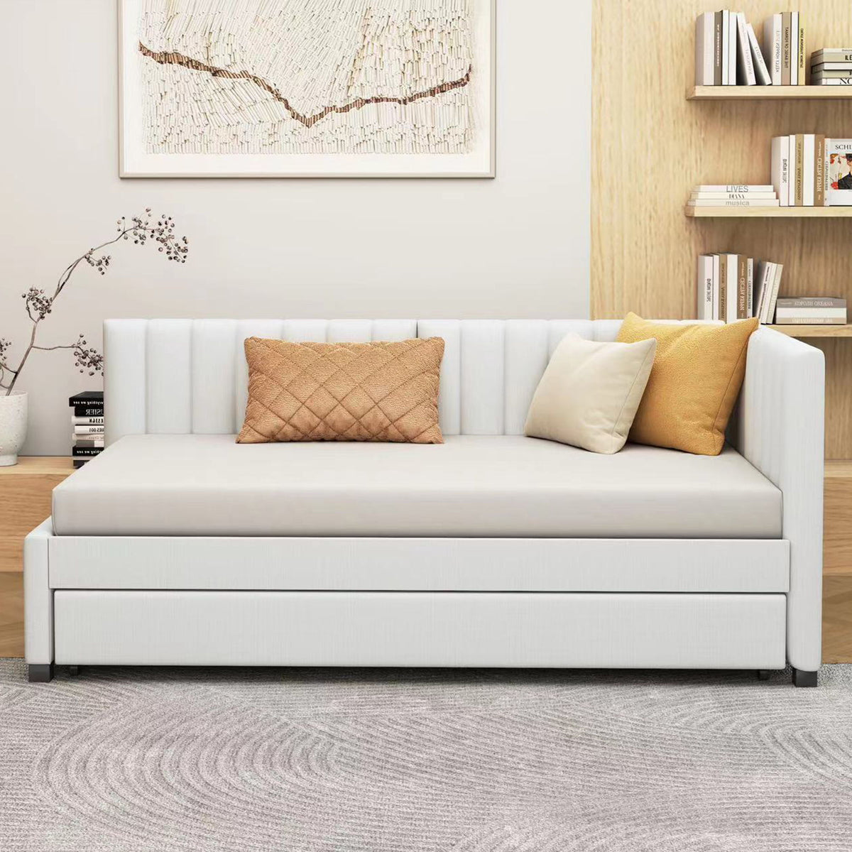 Upholstered Daybed, Sofa Bed Frame, No Box Spring Needed