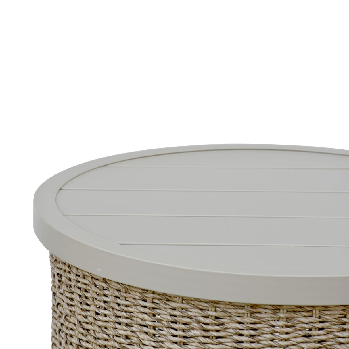 Pavilion - 3-Piece Outdoor Conversation Set (Swivel Club Chairs & End Table) - White / Natural