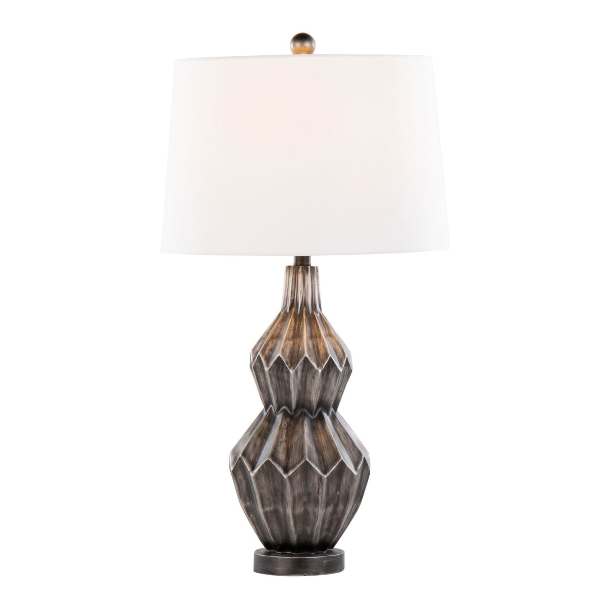 Astro - Poly Table Lamp - Brushed Black Silver, White Linen