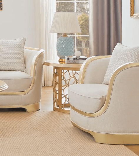 HD-7006 - Chair - Beige / Gold