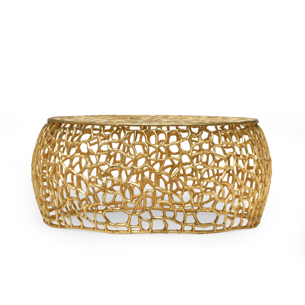 Modern Glam Mesh Coffee Table With Accents And - Gold