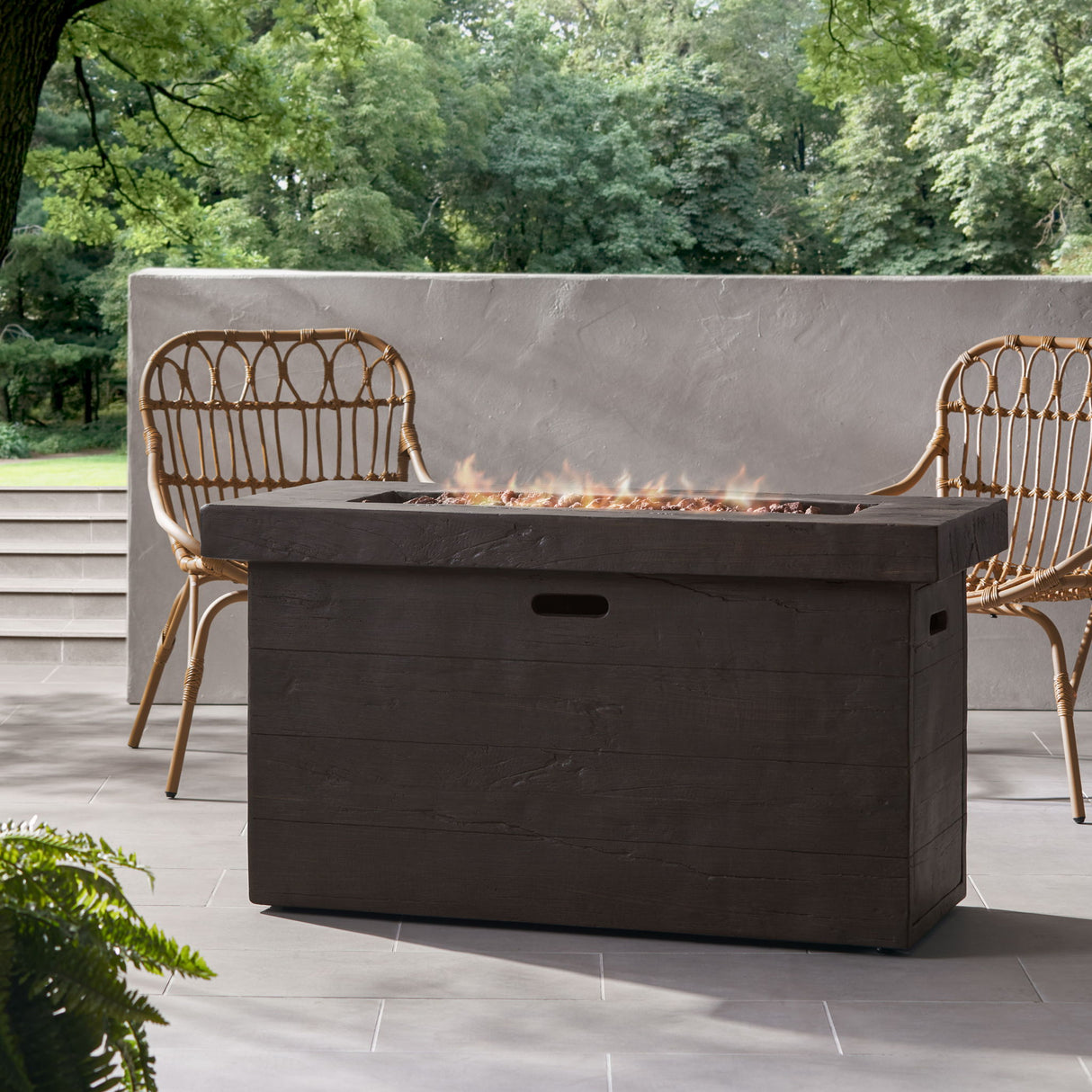 Custer - Rectangular Fire Pit 50, 000 Btu Magnesium Oxide - Brown