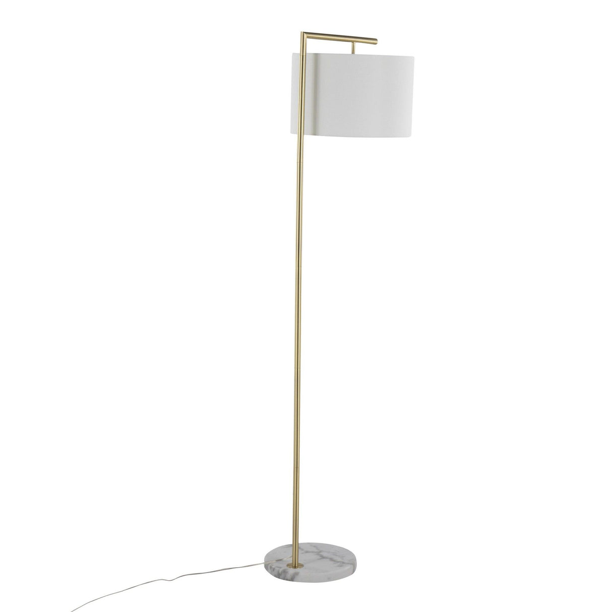 Fran - Floor Lamp - Gold Metal, White Marble, And White Linen Shade