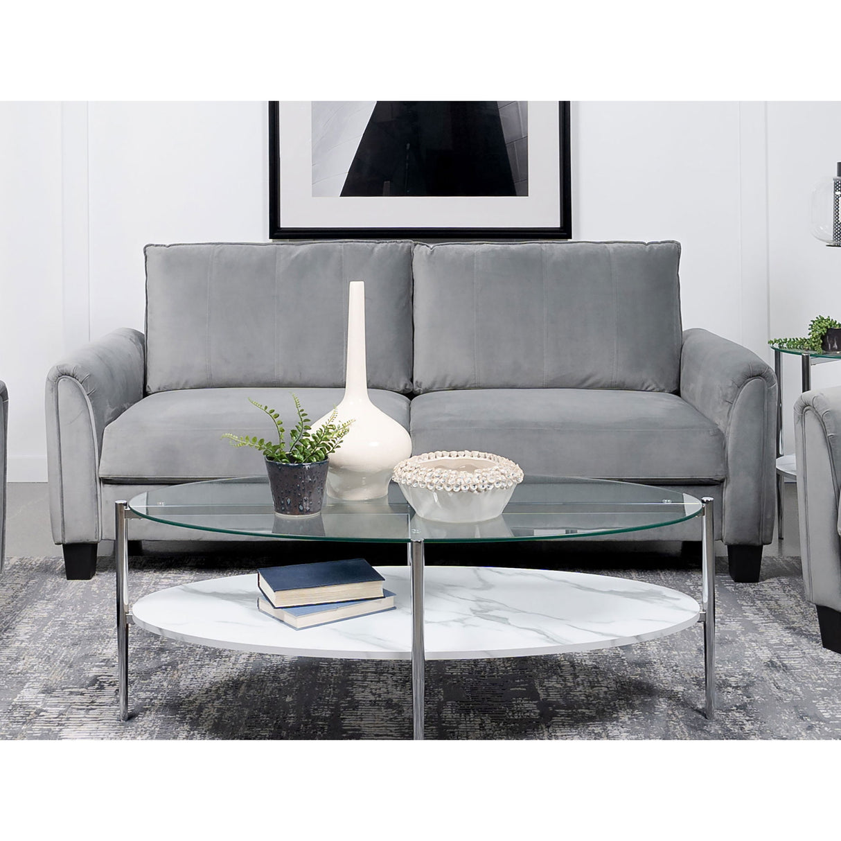 Dixon - Upholstered Sofa With Rounded Arms And Texture - Gray